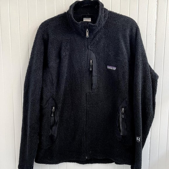 Patagonia Vintage Black Fuzzy Zip-Up Jacket Men's Large - Picture 2 of 5